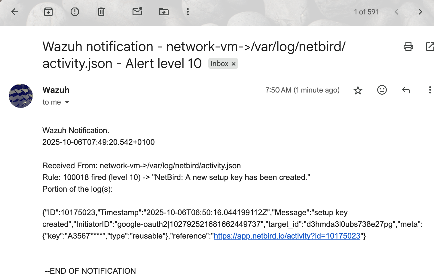 Notification by email
